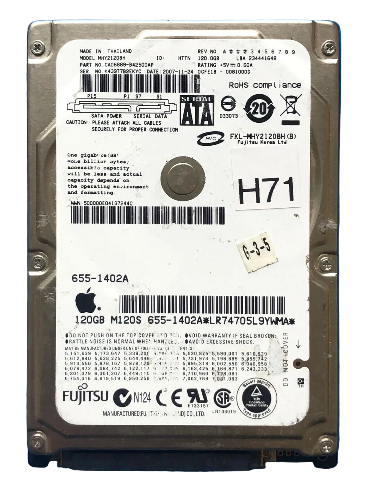 MHY2120BH – CA26344-B32104BA – CA06889-B42500AP – 120GB – 2.5" – SATA