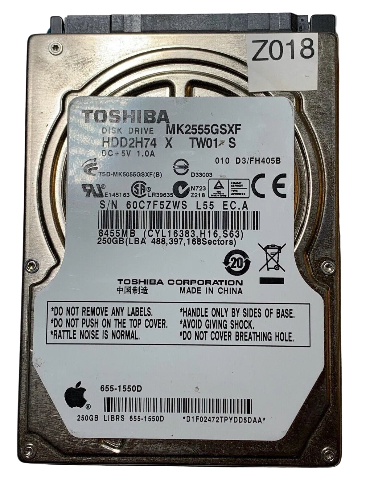 MK2555GSXF – G002439-0A – HDD2H74 – D3/FH405B – 250GB – 2.5" – SATA