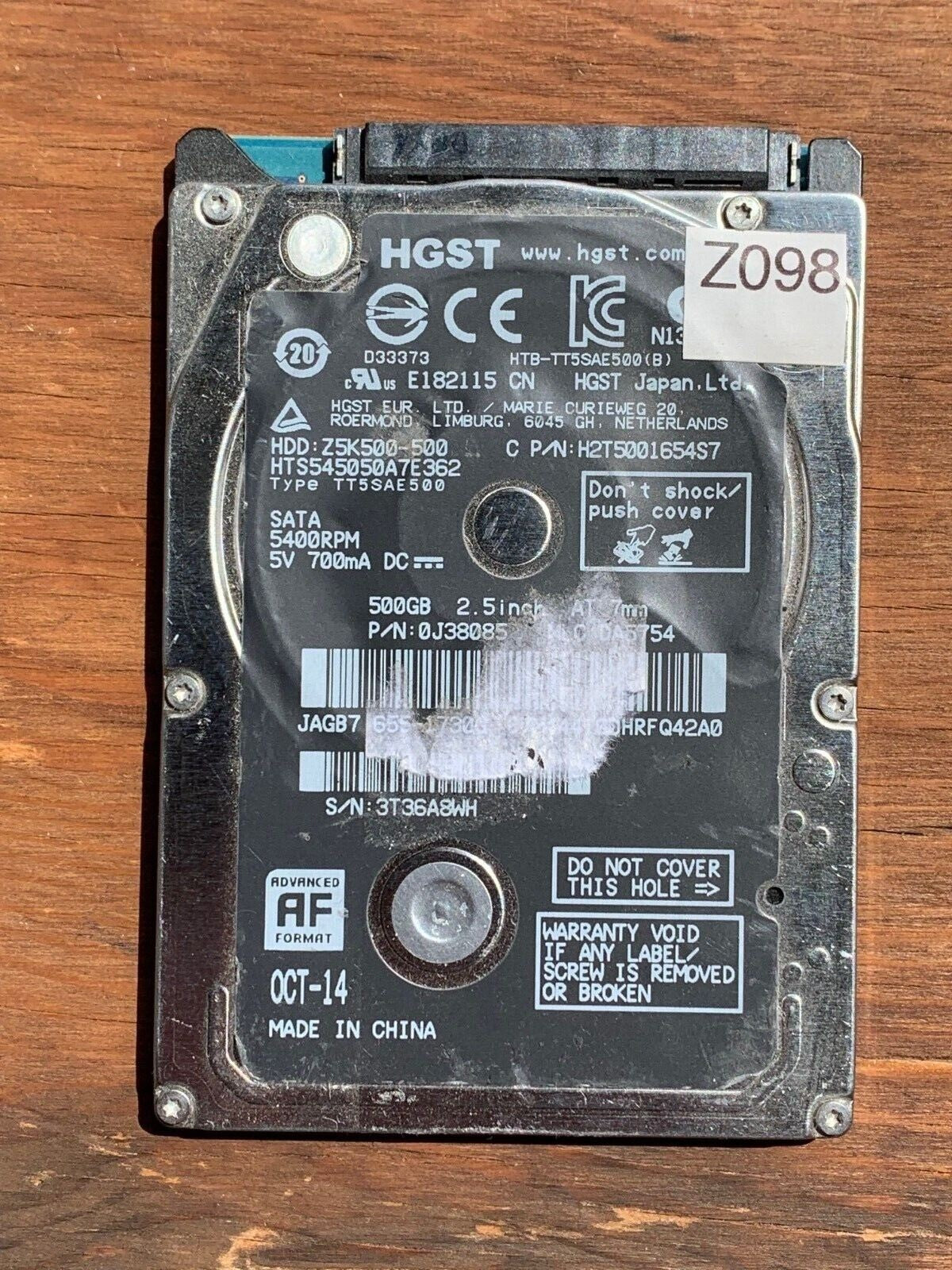 HTS545050A7E362 – 0J24193 DA5071 – 0J38085 - DA5754 - 500GB – 2.5" – SATA