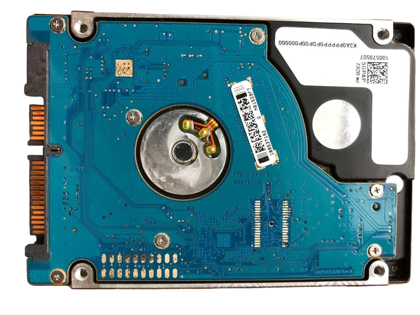 ST9500325ASG – 100537192 Rev G – S/N: 5VEA2FAV – P/N: 9KAG34-041 – F/W: 0006APM2 – Site: WU – Date: 10344 – 500GB – 2.5" – SATA
