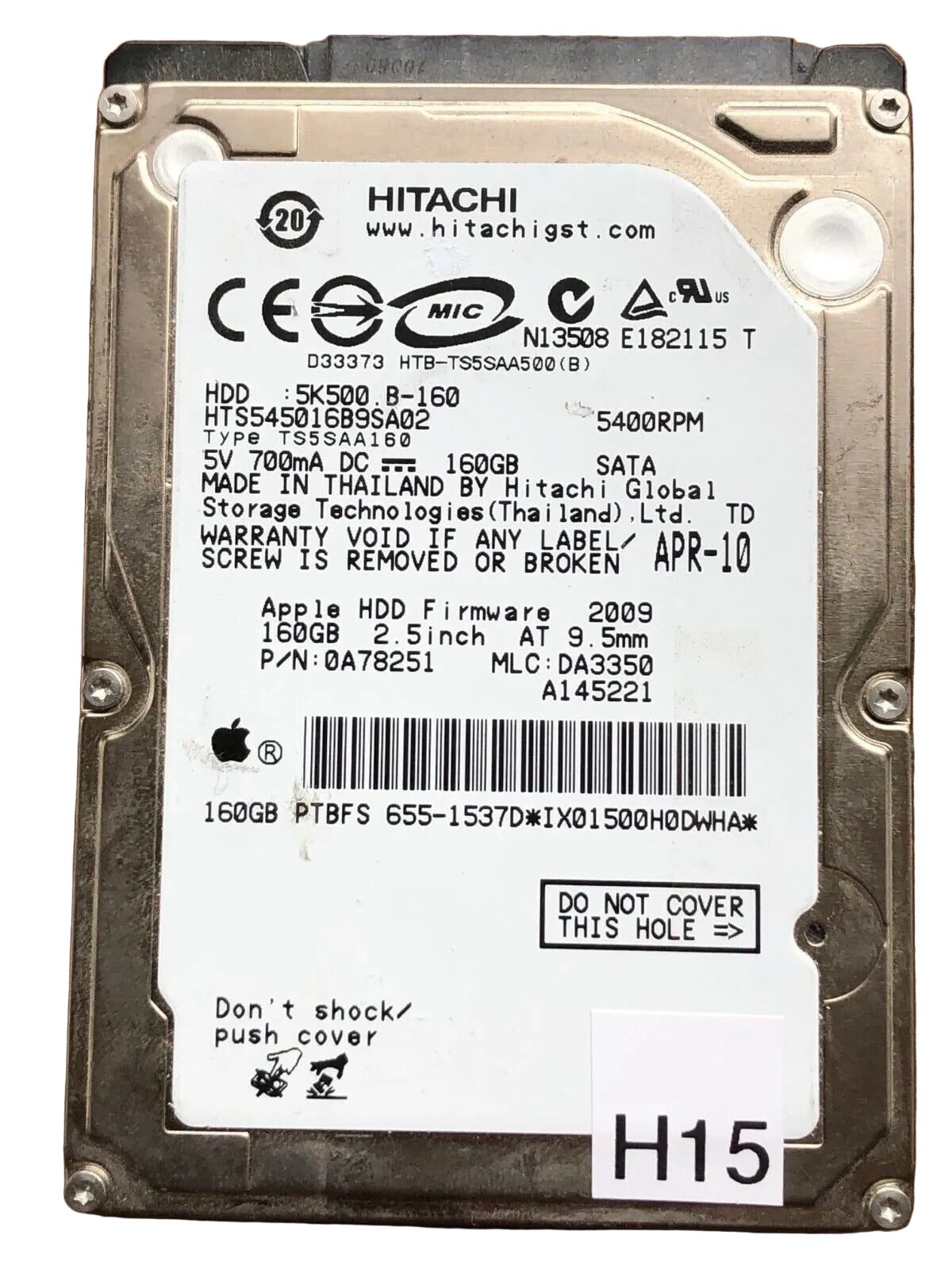 HTS545016B9SA02 – 0A58758 DA2740D – 0A78251 – DA3350 – 160GB – 2.5" – SATA