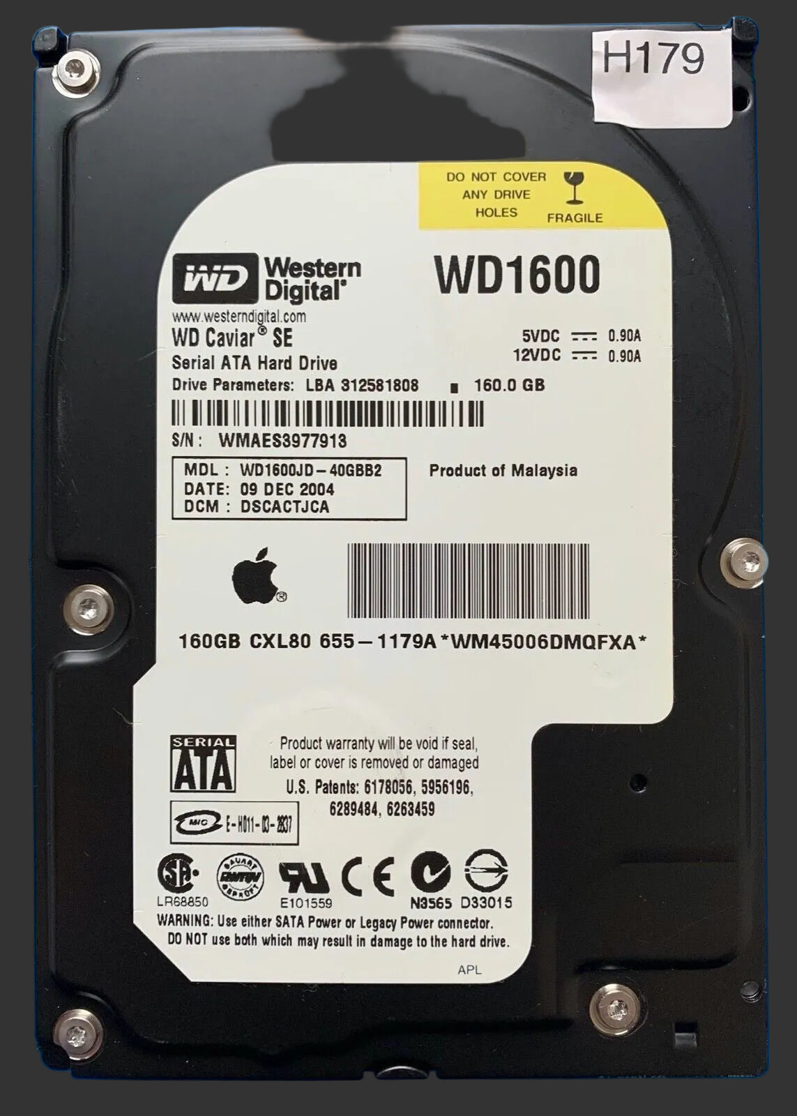 WD1600JD-40GBB2 – 2060-001215-003 REV A – DSCACTJCA – 160.0 GB – 3.5" – SATA