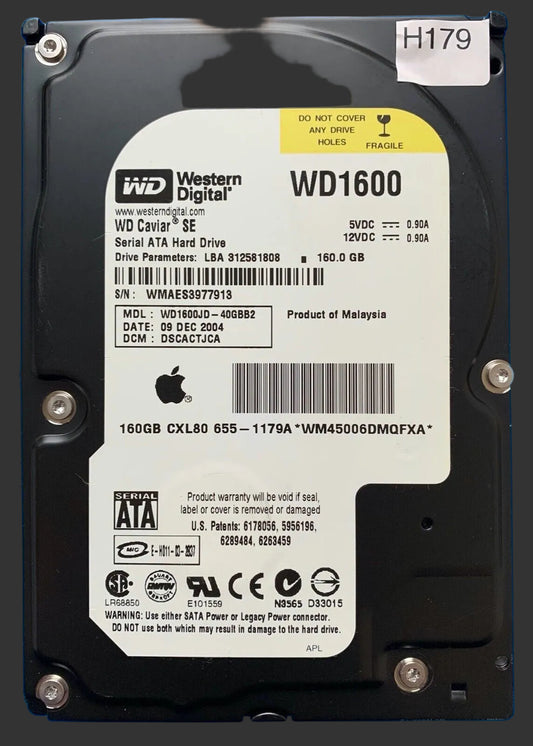 WD1600JD-40GBB2 – 2060-001215-003 REV A – DSCACTJCA – 160.0 GB – 3.5" – SATA