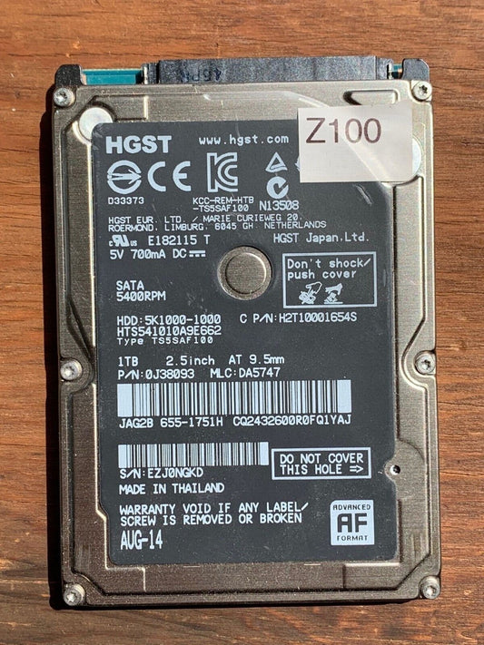 HTS541010A9E662 – 0J33093 DA5747 – DA5747 – P/N: 0J38093 – 1TB – 2.5" – SATA