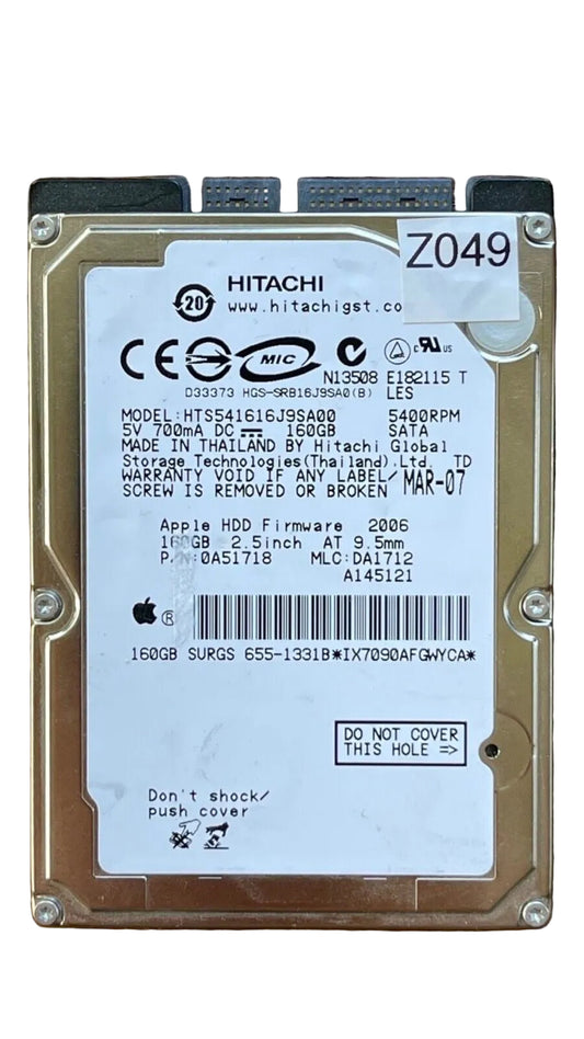 HTS541616J9SA00 – 0A50426 DA1550 – DA1712 – P/N: 0A51718 – 160GB – 2.5" – SATA
