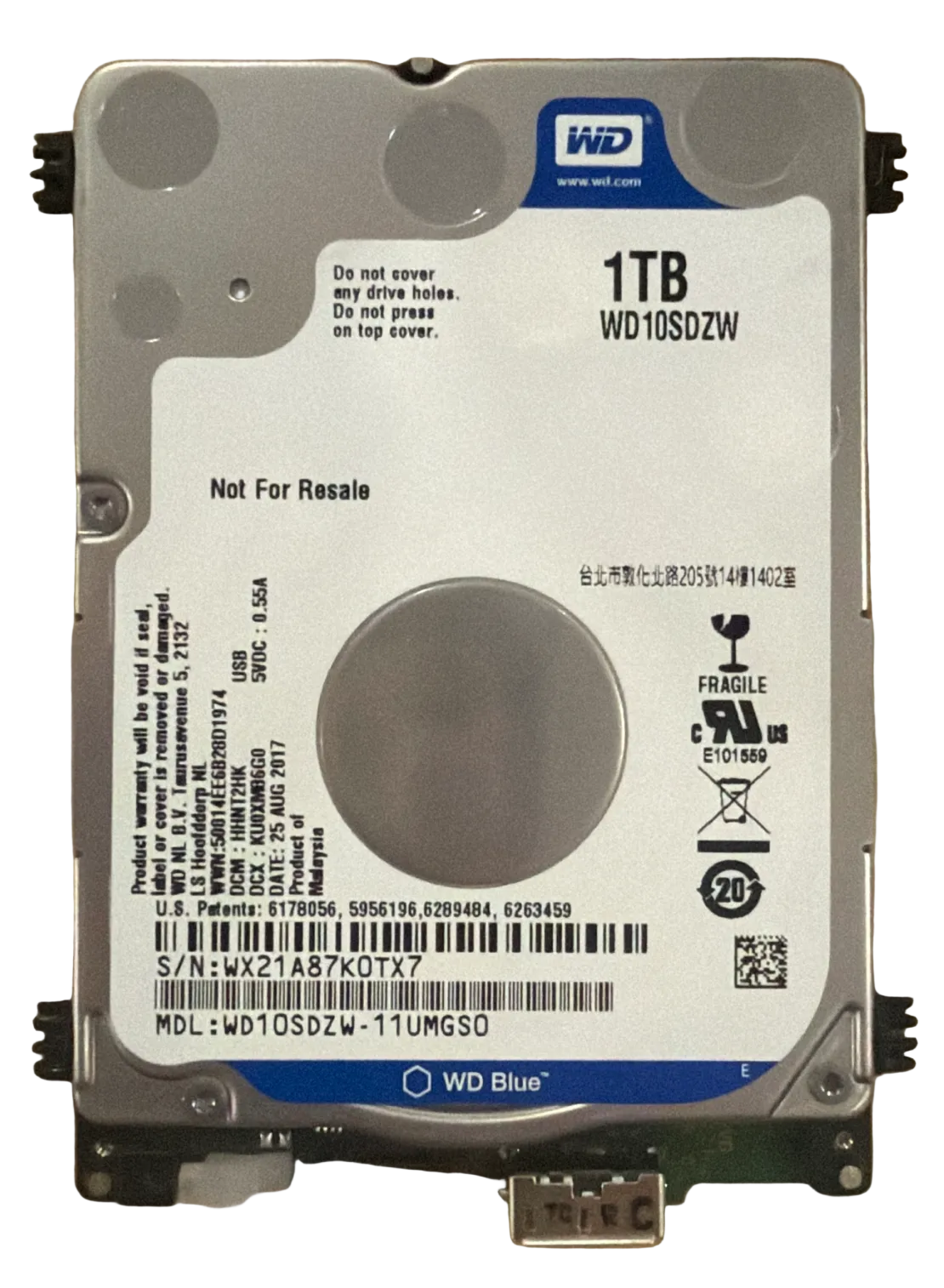 WD10SDZW-11UMGS0 – 2060-800069-001 REV P1 – HHKT2KG – 1TB – 2.5" – USB
