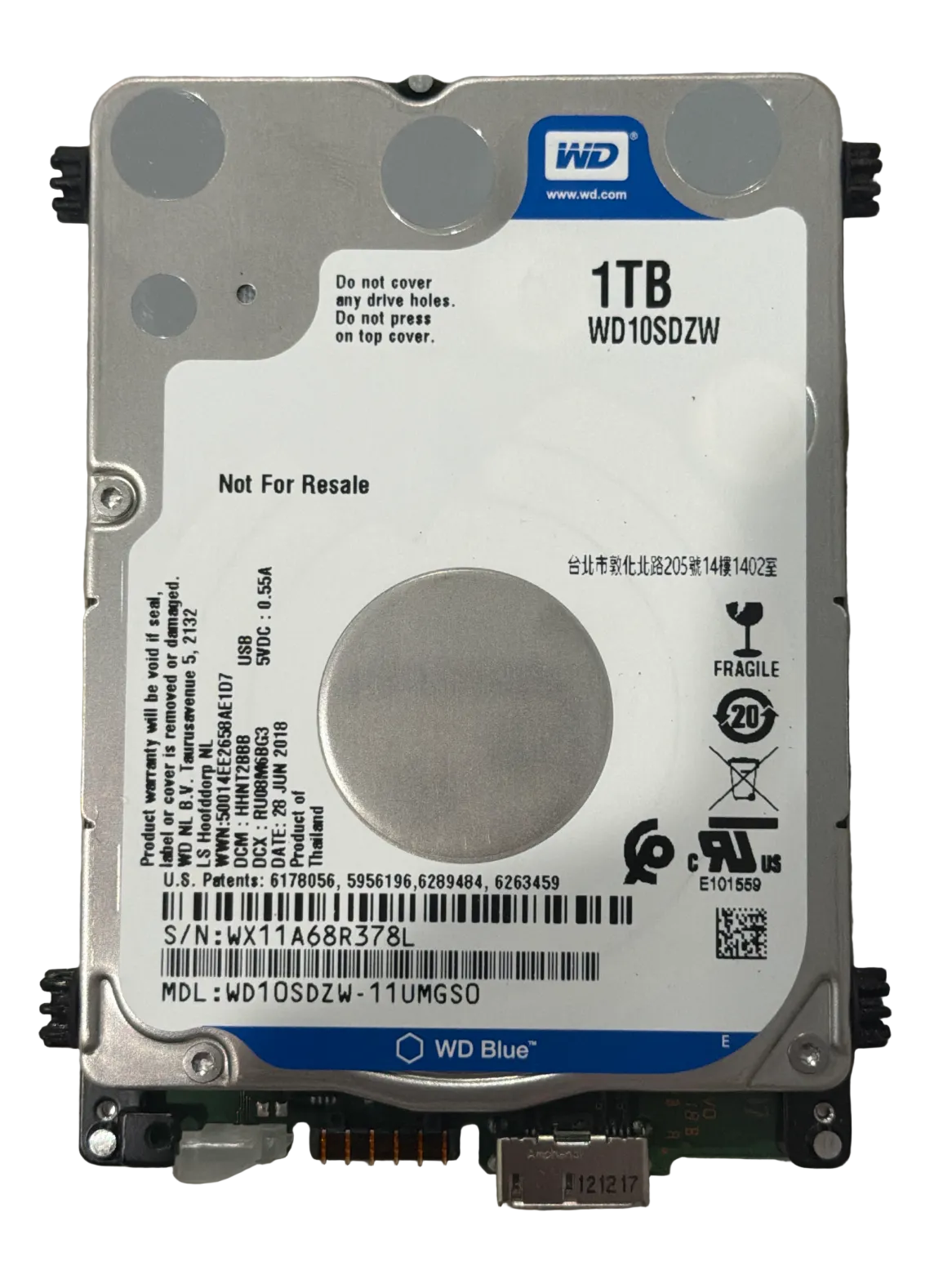 WD10SDZW-11UMGS0 – 2060-800069-001 REV P1 – HHKT2BBB – 1TB – 2.5" – USB