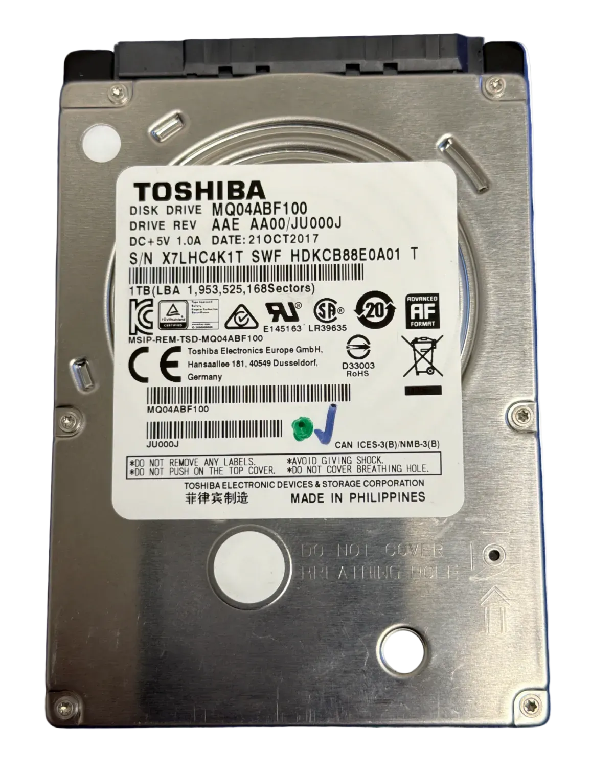 MQ04ABF100 – G4311A – AAE AA00/JU000J – 1TB – 2.5" – SATA