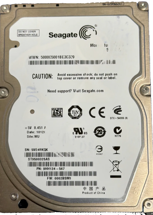 ST9500325AS – 100536286 REV E – 5VE4RK0K – Preamp 5A – 2.5" – SATA