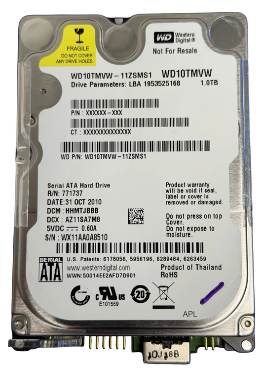 WD10TMVW-11ZSMS1 – 2060-771737-000 REV P1 – HHMTJBBB – 1.0TB – 2.5" – SATA