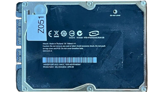 HTS543232L9SA0 - 0A57126 DA2357 – MLCDA2834 – P/N: 0A72031 – 160GB – 2.5" – SATA